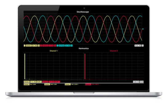 3 phase analysis using intellisens application software on laptop