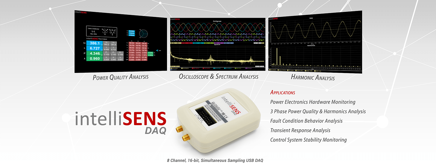 用于电力电子应用的 intelliSENS DAQ 8 通道 16 位同步采样 USB DAQ