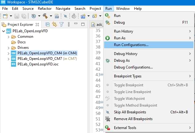 PEControllerBSP run configurations