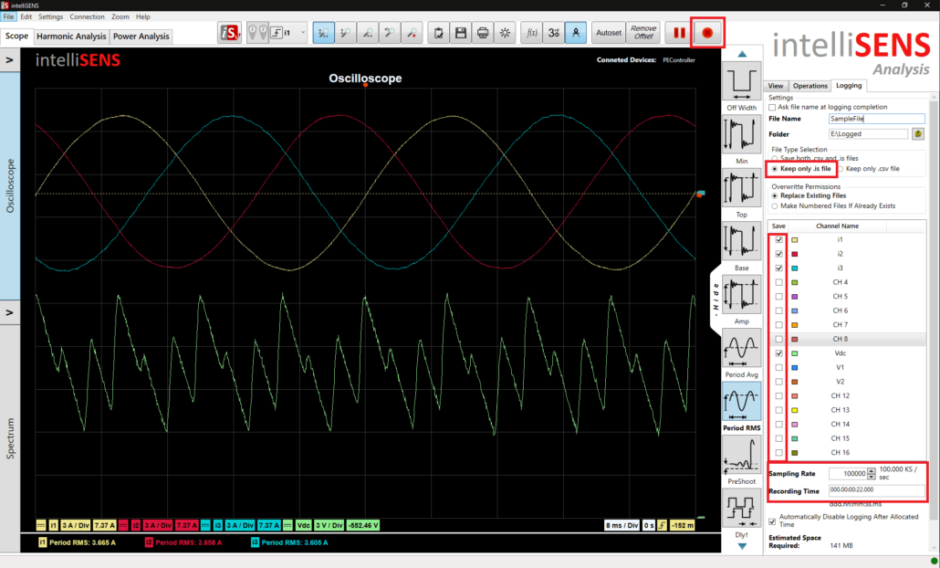 intelliSENS のログ