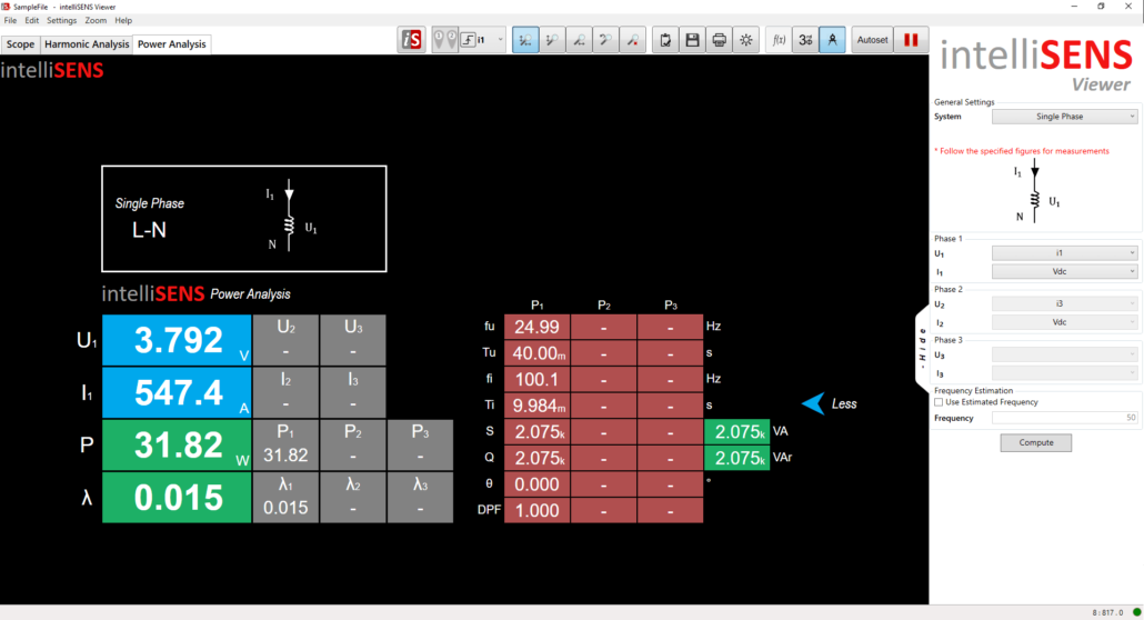 Analyse de puissance intelliSENS